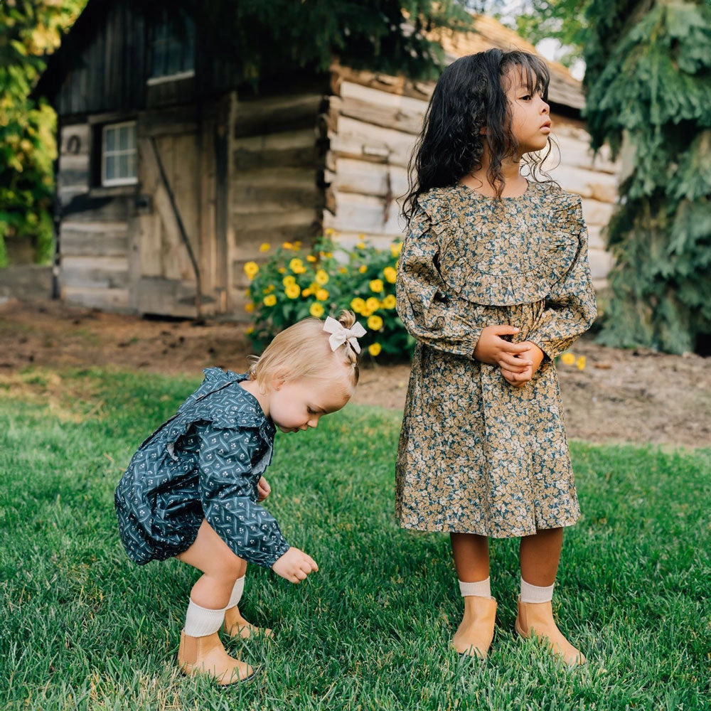 Long Sleeve Ruffle Cotton Dress - Venetian Floral