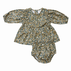 Long Sleeve Ruffle Cotton Dress - Venetian Floral