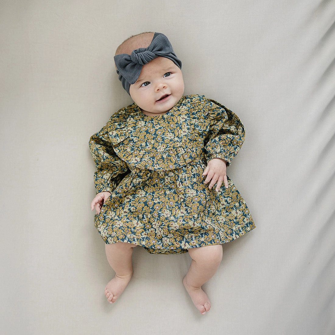 Long Sleeve Ruffle Cotton Dress - Venetian Floral