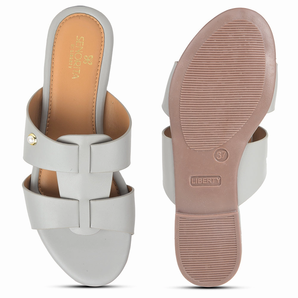 Senorita Light Grey Casual Flat Sandal For Women DFL-102 By Liberty